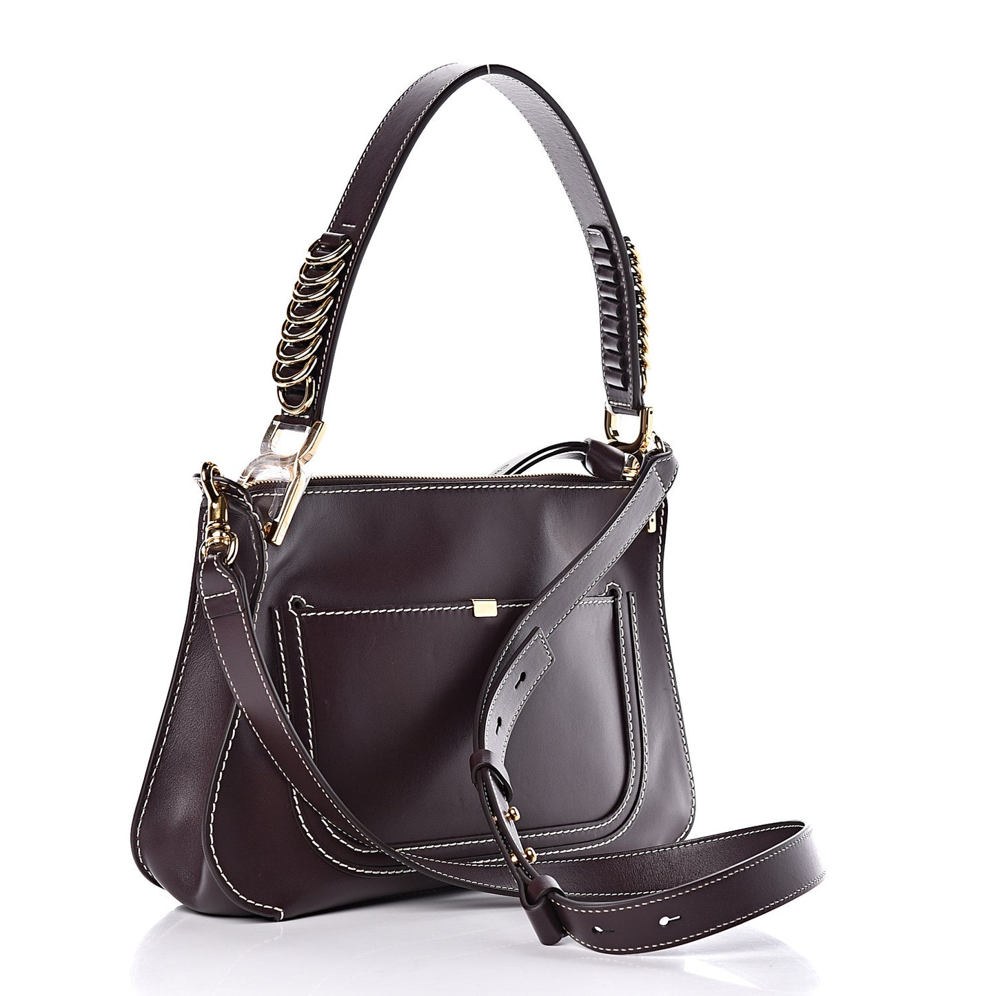 Calfskin Medium Marcie Saddle Shoulder Bag Black Raisin