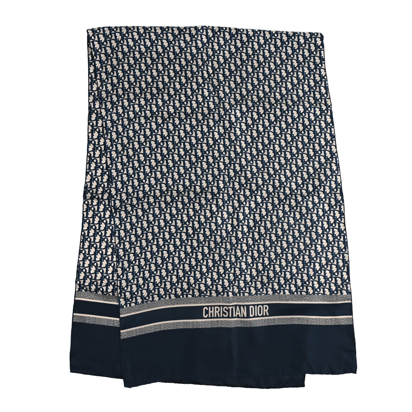 Silk Oblique Scarf Blue
