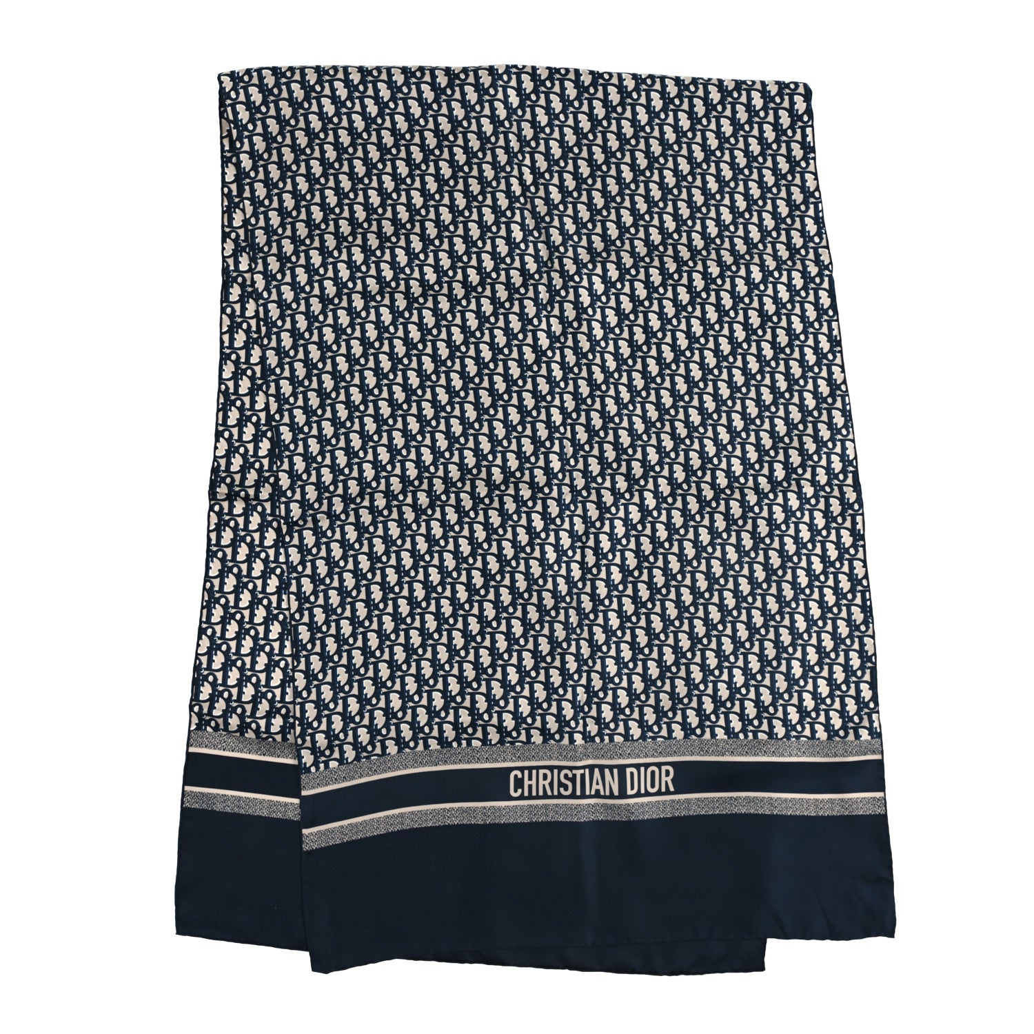 Christian Dior Silk Oblique Scarf Blue 2 of 4