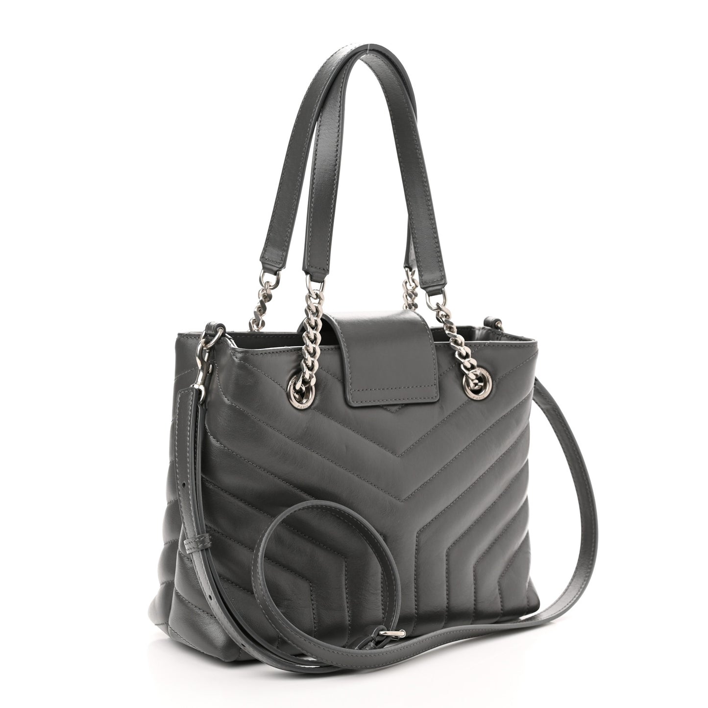 Calfskin Y Quilted Monogram Small Loulou Shopper Grey