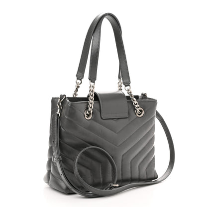 Saint Laurent Calfskin Y Quilted Monogram Small Loulou Shopper Grey 3 of 11