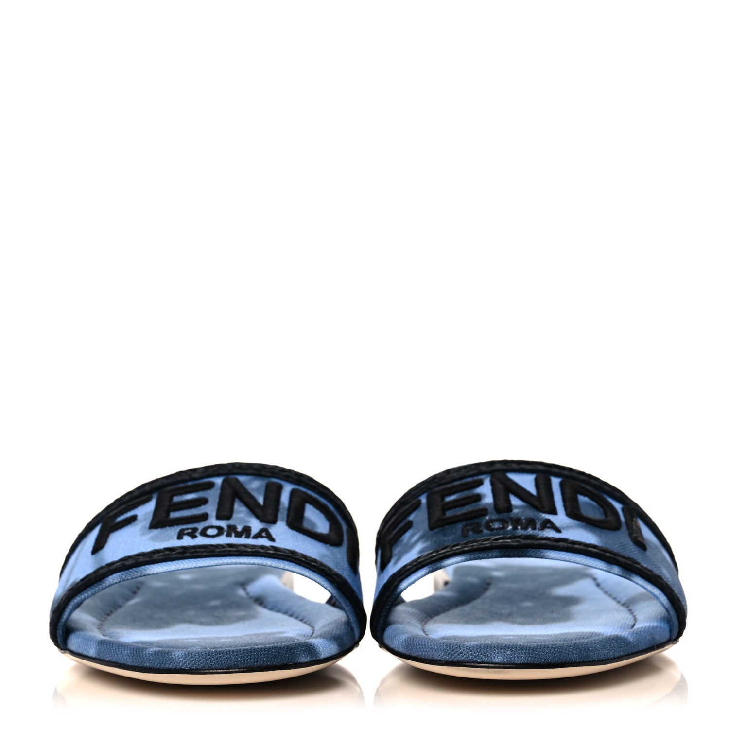 Fendi Canvas Floral Print Logo Flat Slide Sandals 38.5 Sagittarius Black 2 of 8