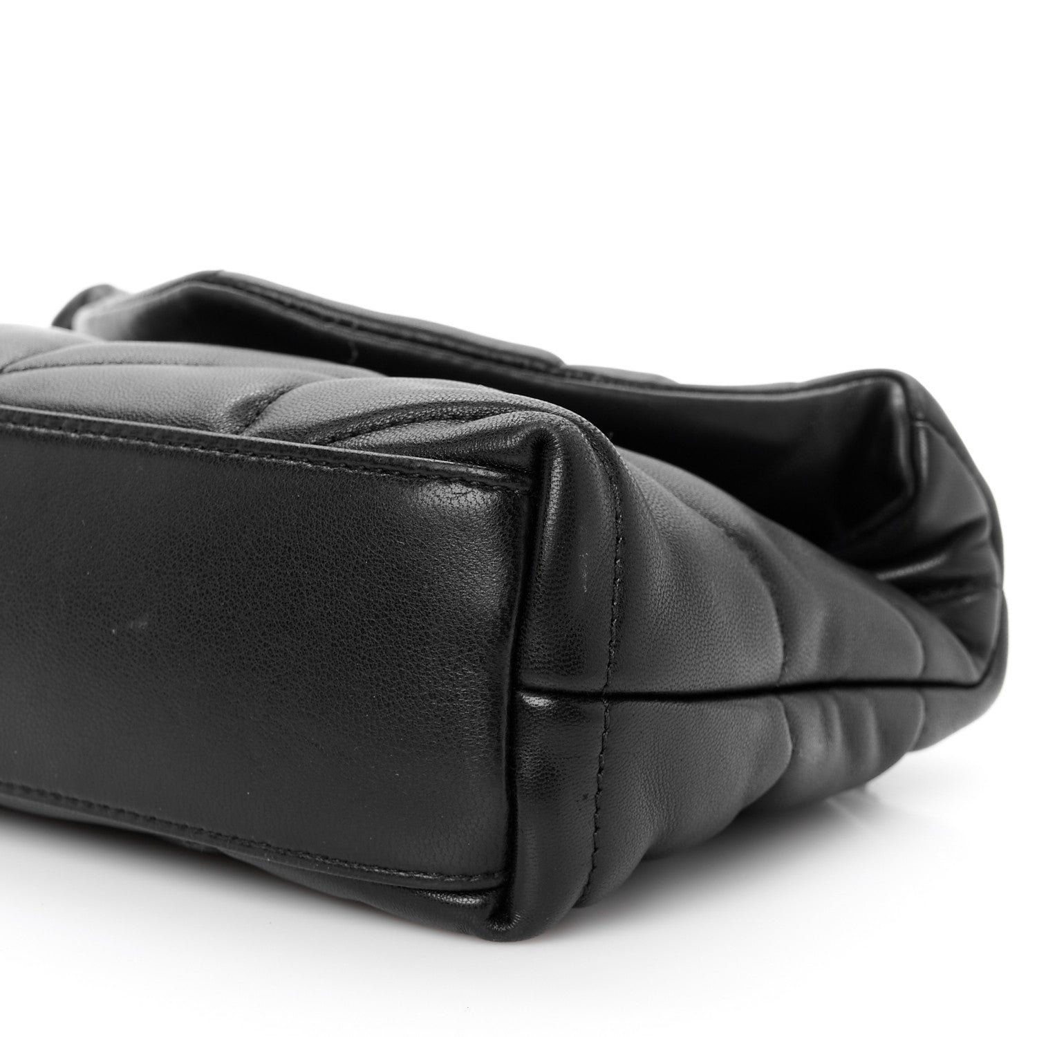 Saint Laurent Lambskin Quilted Toy Loulou Puffer Monogram Monochrome Chain Satchel Black 11 of 12