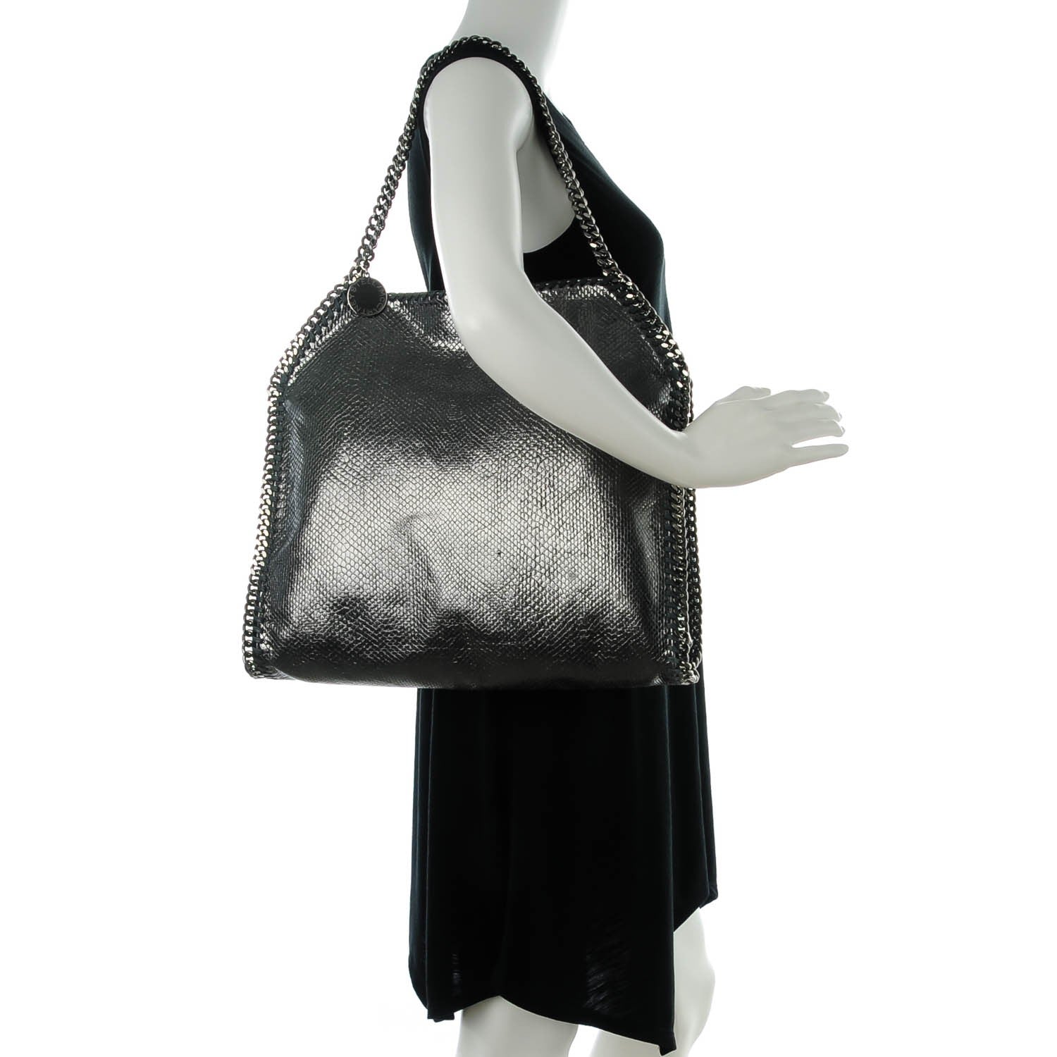 Stella McCartney Metallic Snake Print Small Falabella Tote Grey 2 of 8