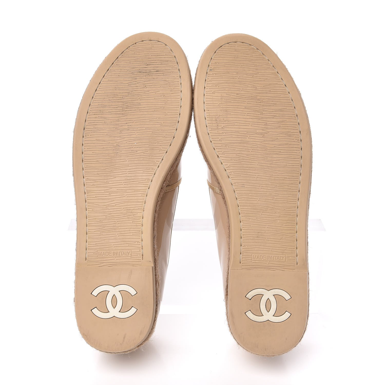 Chanel Patent CC Loafers Espadrille 39 Beige 5 of 10