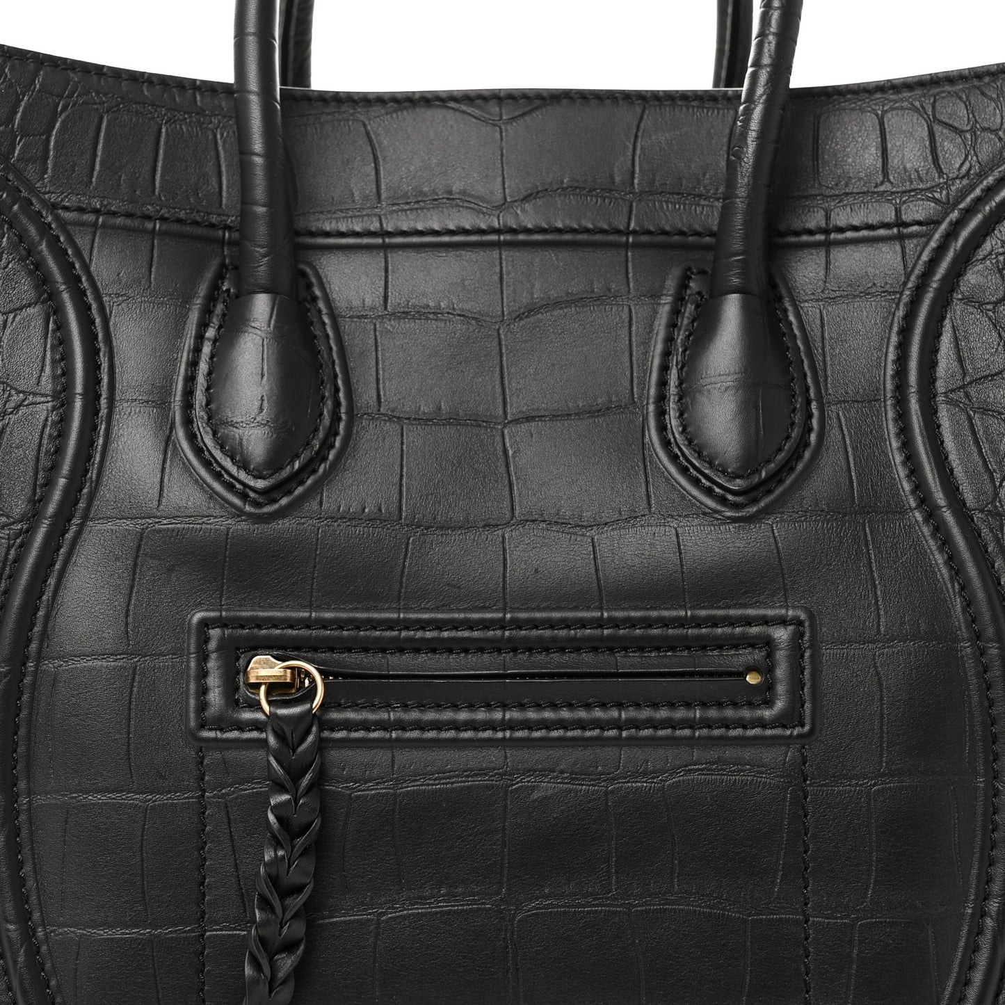 Crocodile Embossed Calfskin Medium Phantom Luggage Black