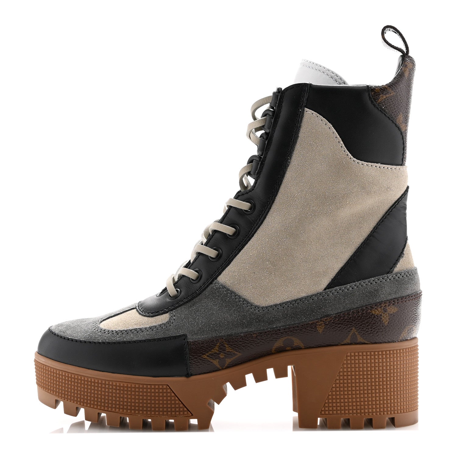 Louis Vuitton Suede Calfskin Monogram Laureate Platform Desert Boots 37 Grey 1 of 11