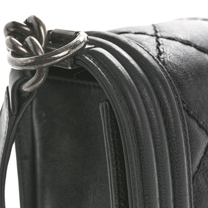 Chanel Calfskin Quilted Double Stitch New Medium Boy Flap Black 14 of 15