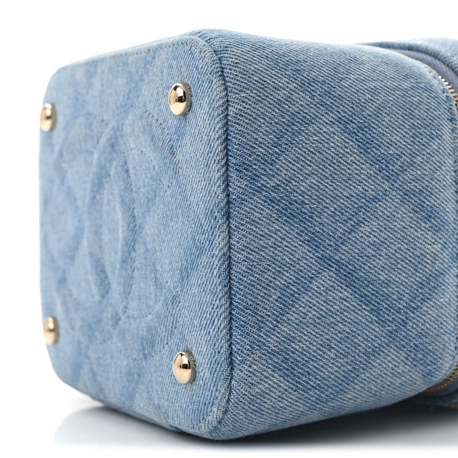 Chanel Denim Quilted Small CC Vanity Case Blue 10 of 10