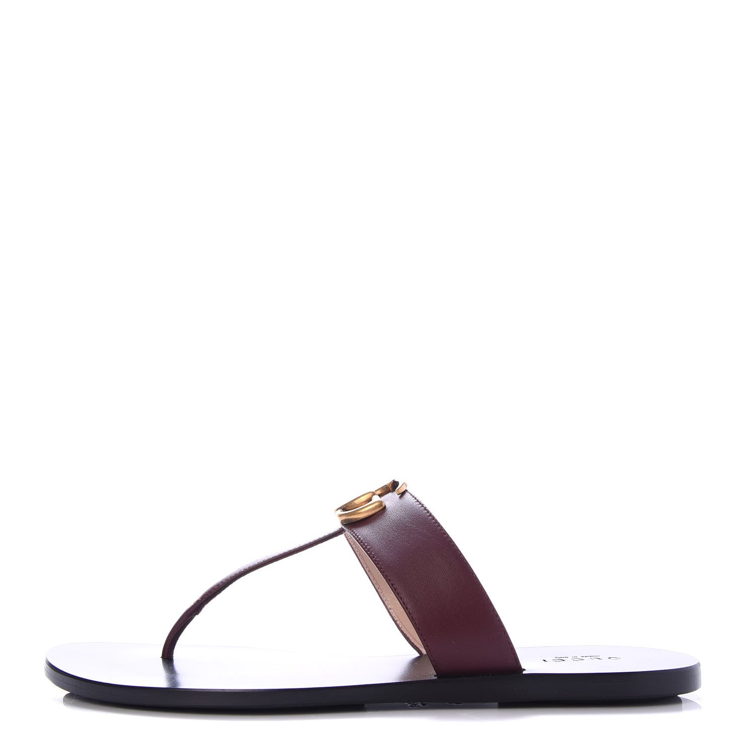 Gucci Calfskin GG Marmont Thong Sandals 37.5 Vintage Bordeaux 1 of 8