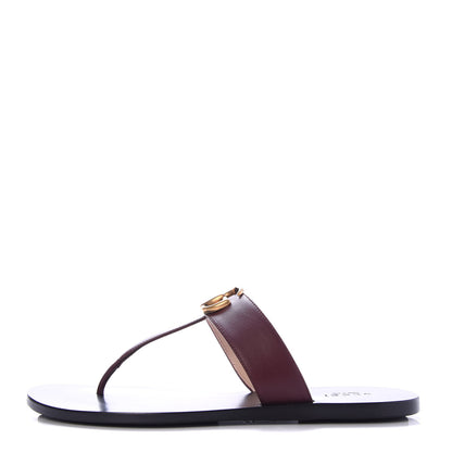 Gucci Calfskin GG Marmont Thong Sandals 37.5 Vintage Bordeaux 1 of 8