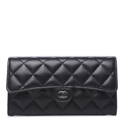 Chanel Caviar Quilted Large Gusset Flap Wallet Black 1 of 8