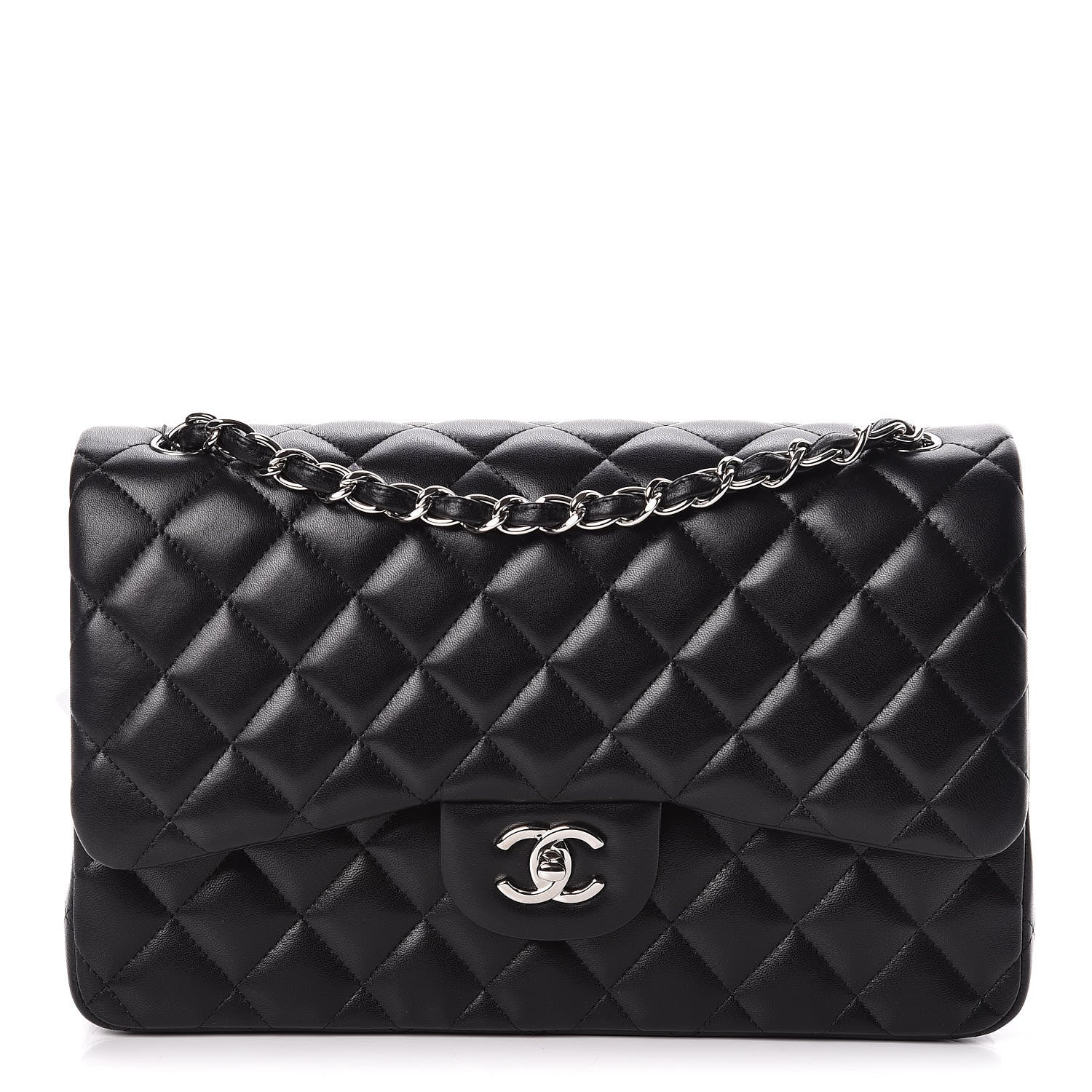 Chanel Lambskin Quilted Jumbo Double Flap Black 1 of 14