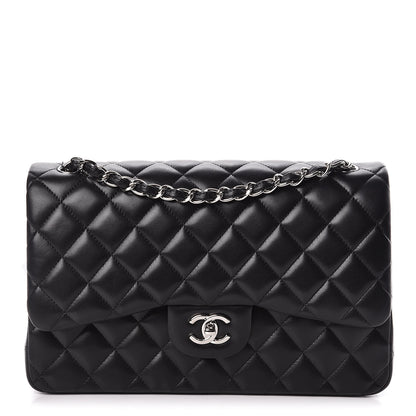 Chanel Lambskin Quilted Jumbo Double Flap Black 1 of 14