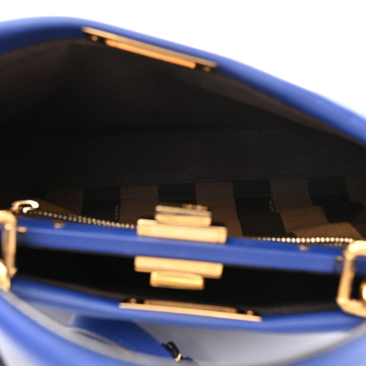 Vitello Morgan Fabric Jacquard Pequin Medium Peekaboo Iconic Satchel Blue Neon Tobacco
