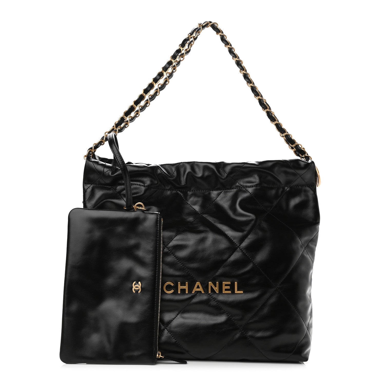 Chanel Shiny Calfskin Quilted Small Chanel 22 Black 1 of 11