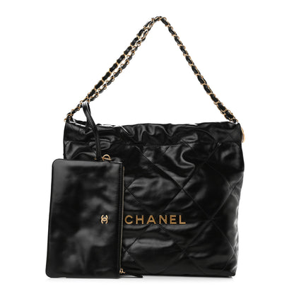 Chanel Shiny Calfskin Quilted Small Chanel 22 Black 1 of 11