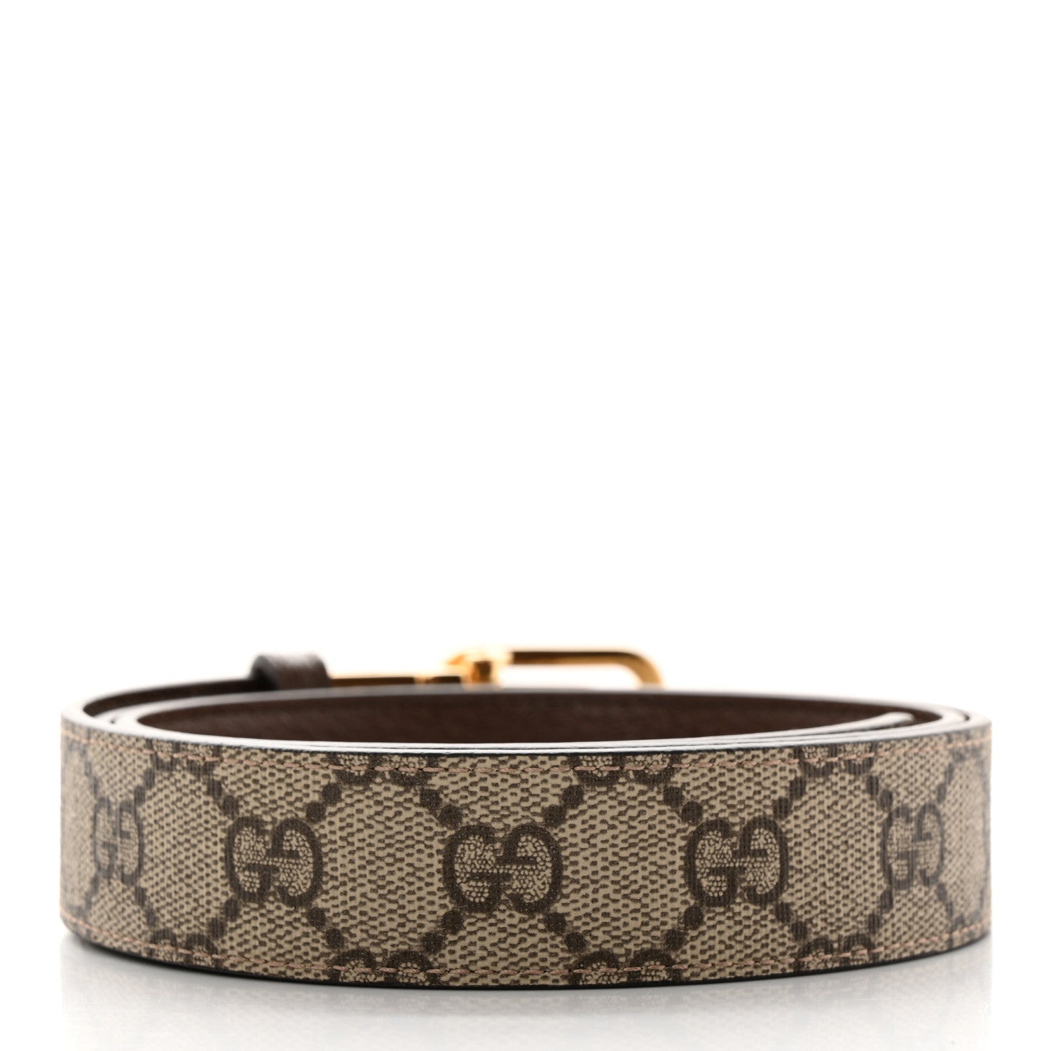 Gucci GG Supreme Monogram Textured Dollar Calfskin Squared Interlocking G 30mm Reversible Belt 95 38 Beige Ebony New Acero 2 of 6