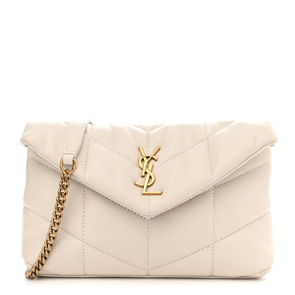 Saint Laurent Lambskin Quilted Toy Loulou Puffer Monogram Chain Satchel Crema Soft 1 of 11