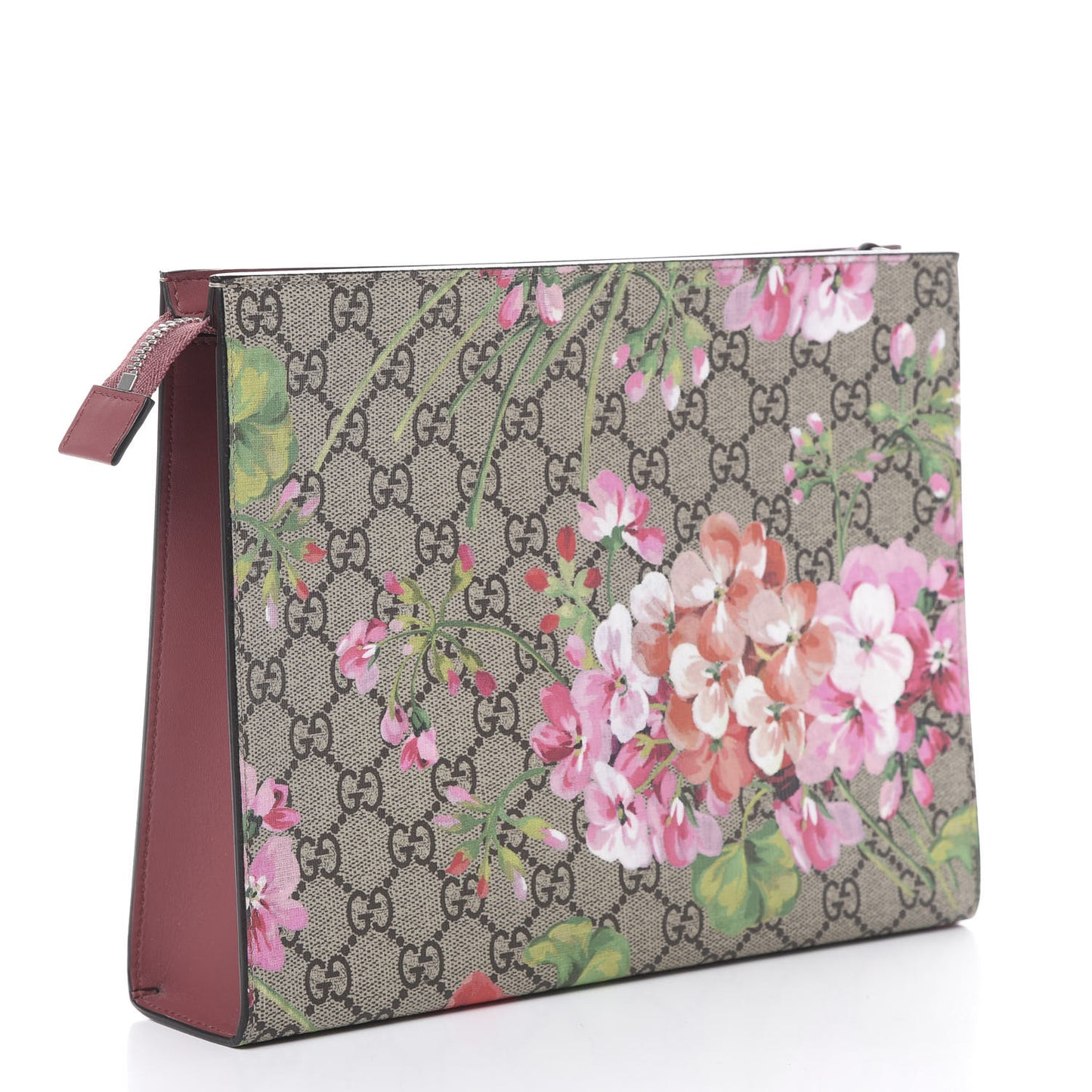 GG Supreme Monogram Blooms Large Cosmetic Case Beige Multicolor Dry Rose