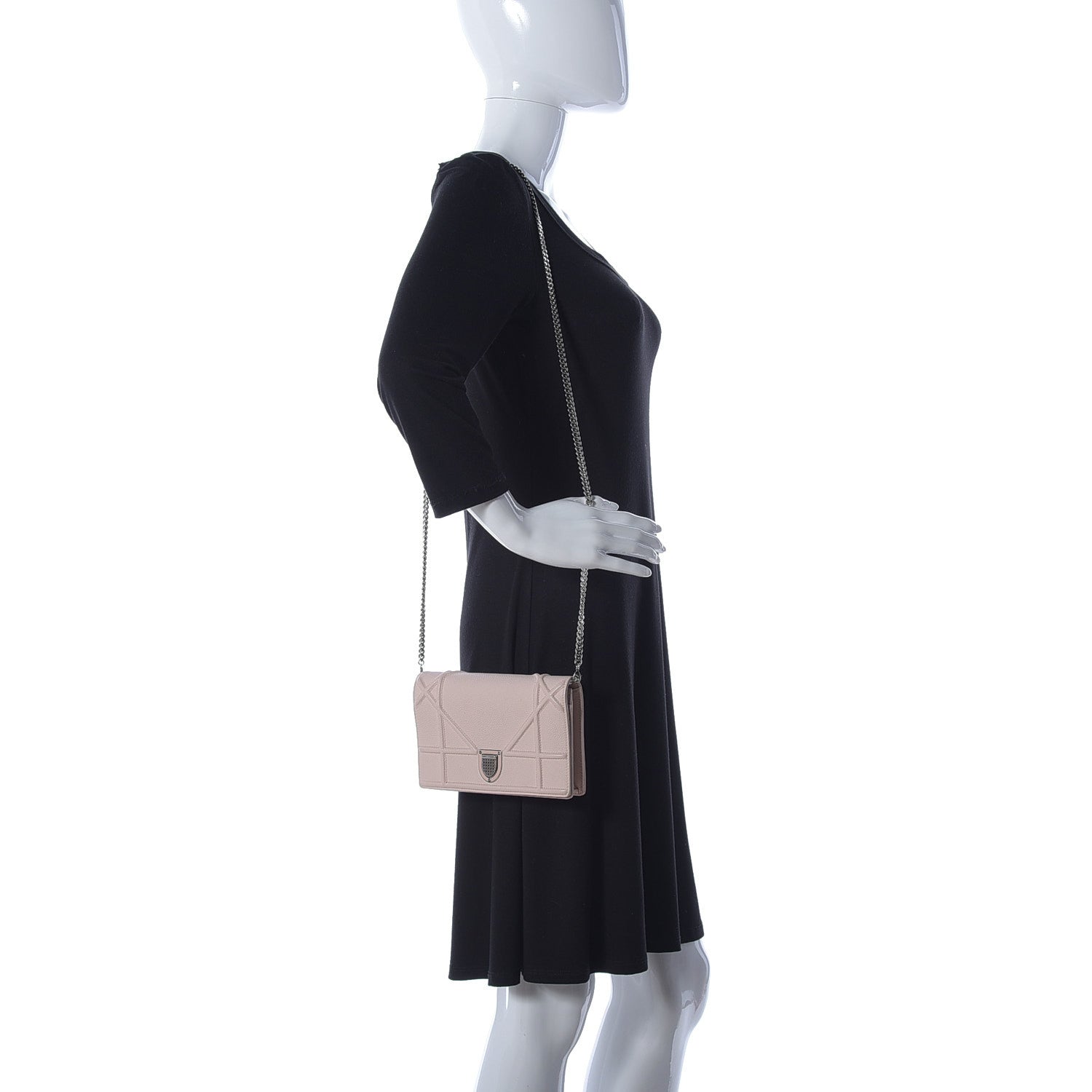 Christian Dior Grained Calfskin Diorama Wallet on Chain Pouch Rose Poudre 2 of 14