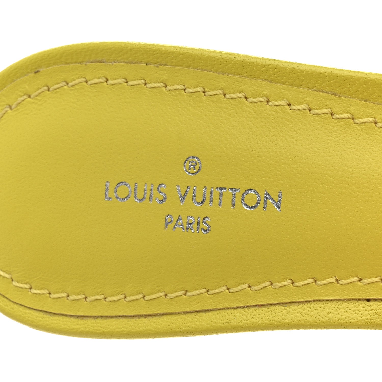 Louis Vuitton Lambskin Embossed Monogram Revival Mules 38 Neon Yellow 8 of 10