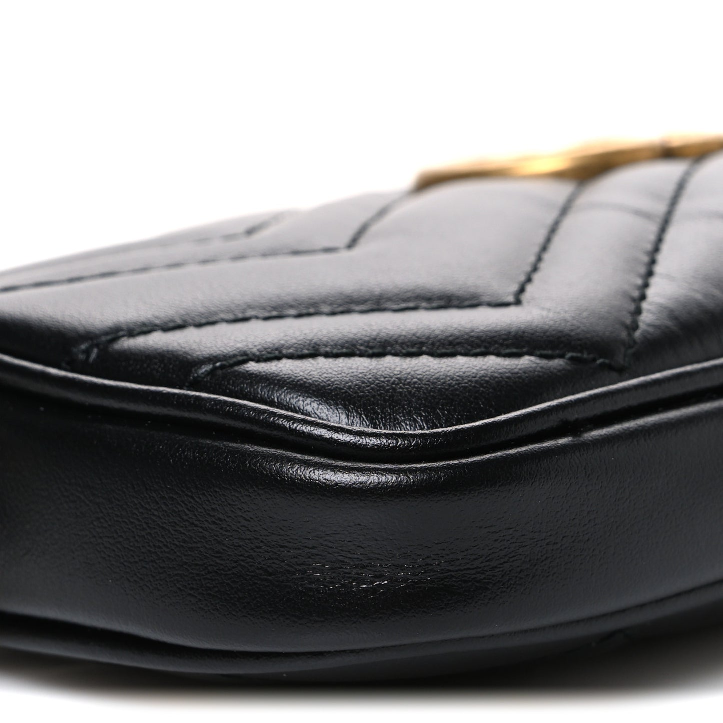 Calfskin Matelasse Mini GG Marmont Chain Crossbody Bag Black
