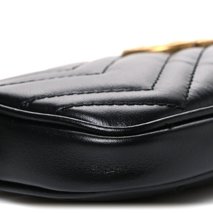 Gucci Calfskin Matelasse Mini GG Marmont Chain Crossbody Bag Black 8 of 10