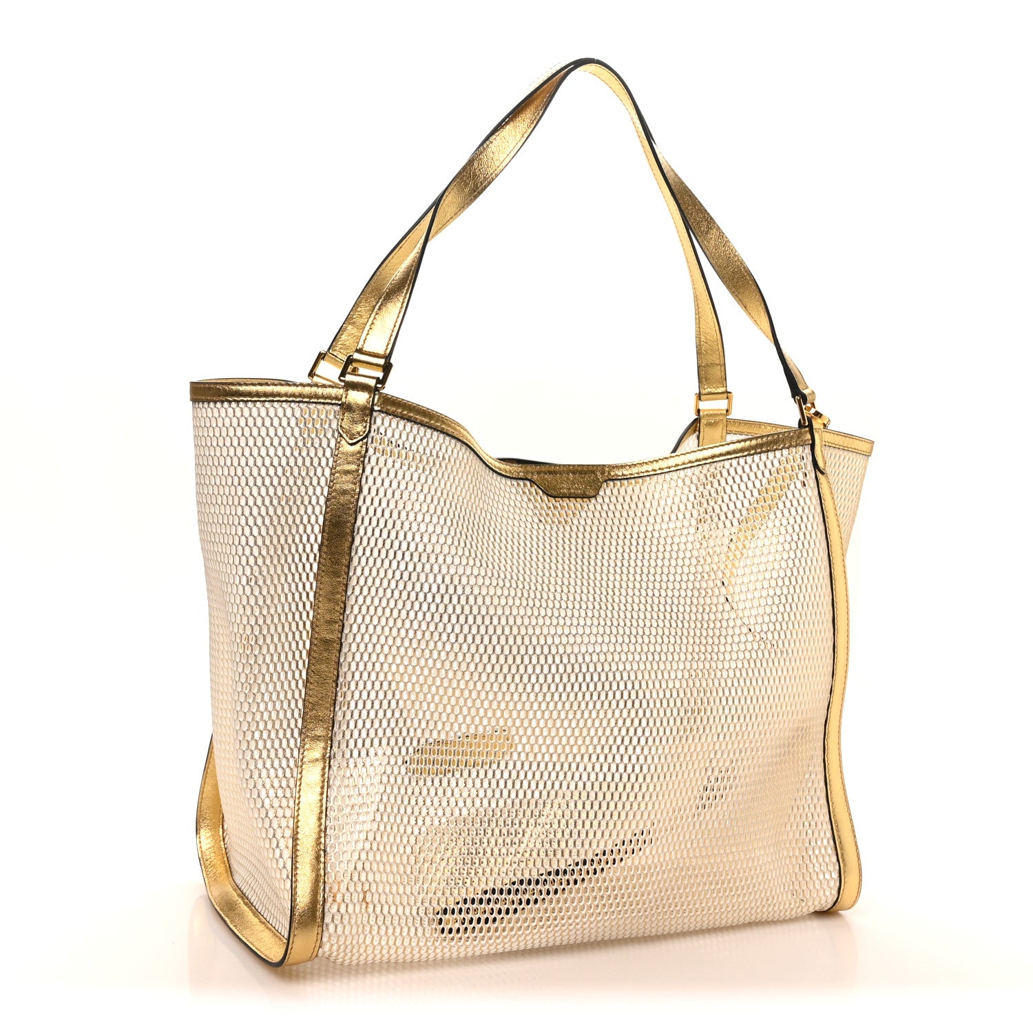 Tom Ford Metallic Mesh Calfskin Trim Tote Gold 4 of 10