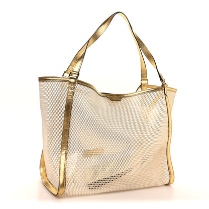 Tom Ford Metallic Mesh Calfskin Trim Tote Gold 4 of 10