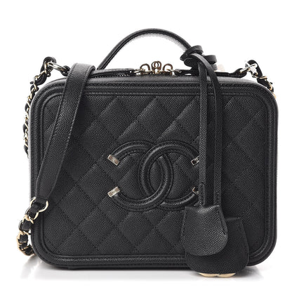 Chanel Caviar Quilted Medium CC Filigree Vanity Case Black 1 of 10