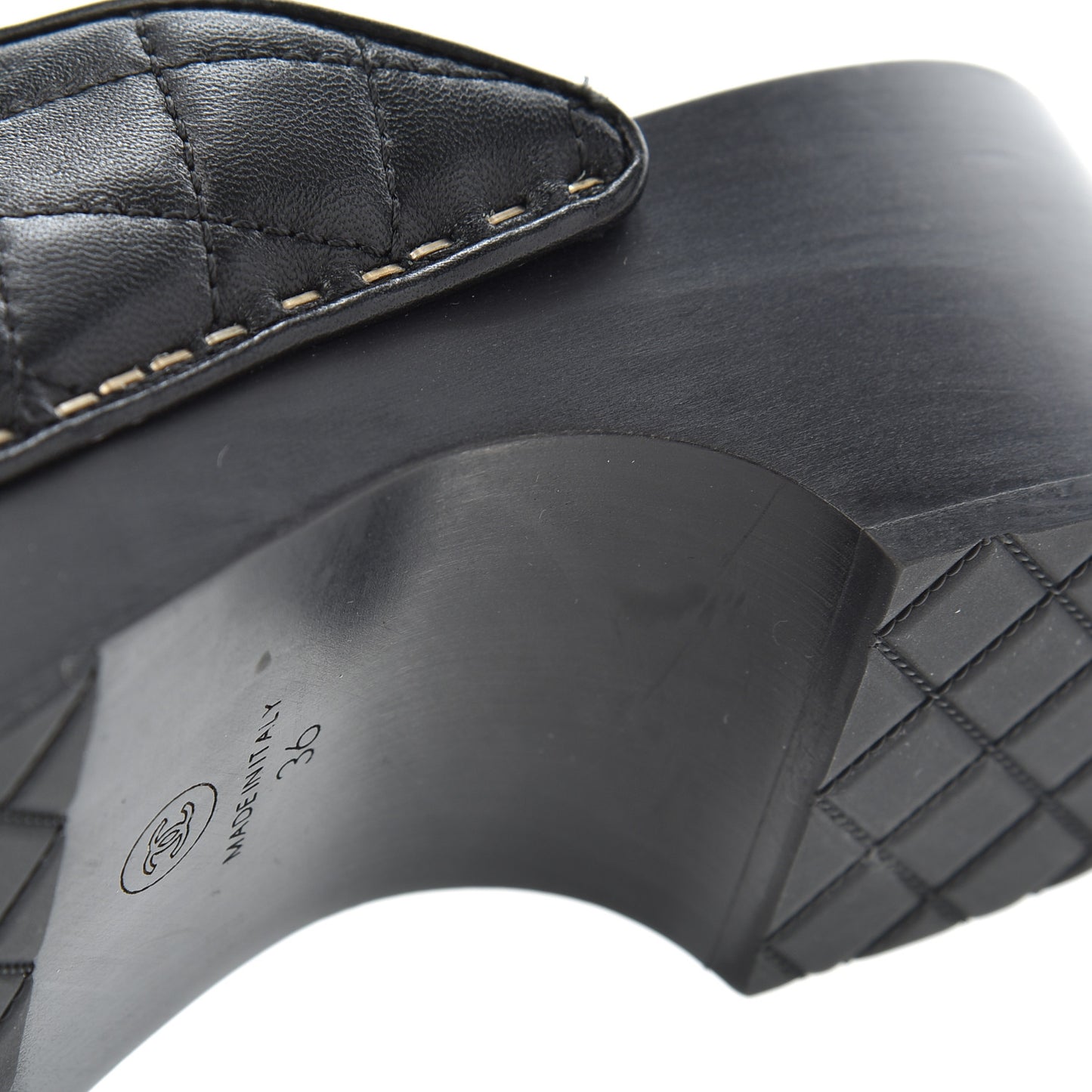 Lambskin Quilted CC Clogs 36 Black