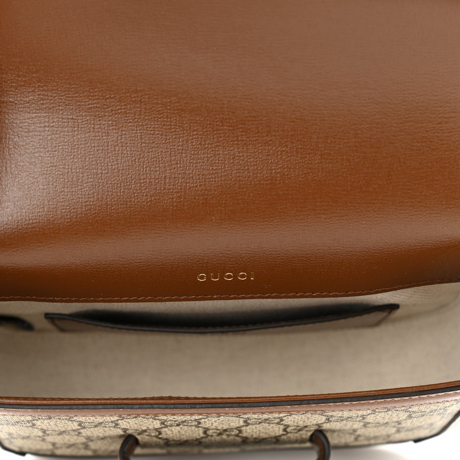 Gucci GG Supreme Monogram Web Mini Horsebit 1955 Shoulder Bag Beige Brown Sugar 5 of 11