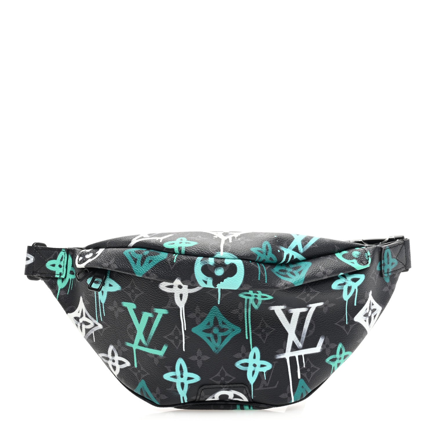 Louis Vuitton Monogram Eclipse LV Graffiti Discovery Bumbag Green Lights 1 of 9