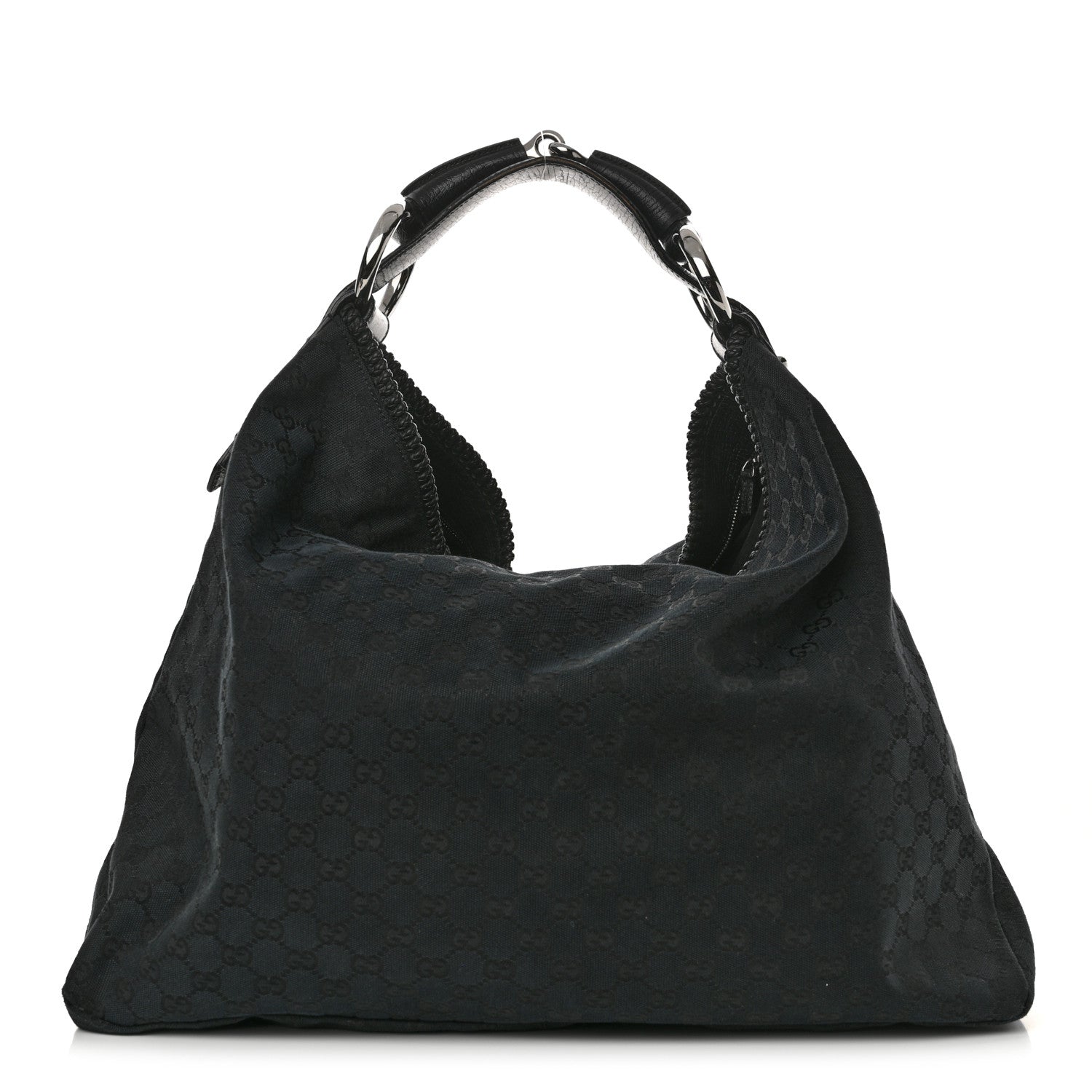 Gucci Monogram Large Horsebit Chain Hobo Black 1 of 15