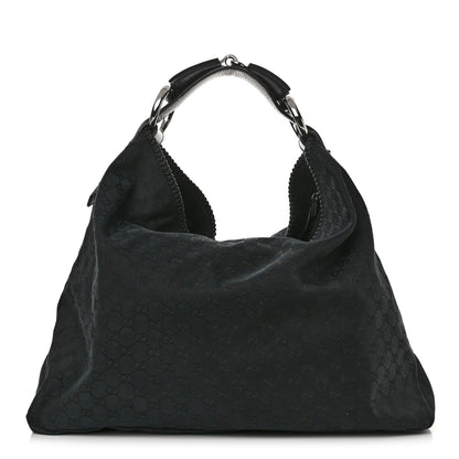 Gucci Monogram Large Horsebit Chain Hobo Black 1 of 15