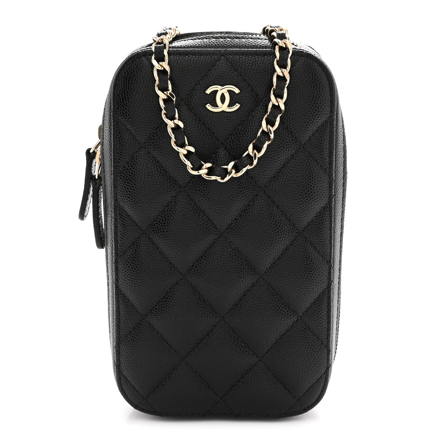 Chanel Caviar Quilted Phone Holder Wallet On Chain WOC Black 1 of 10