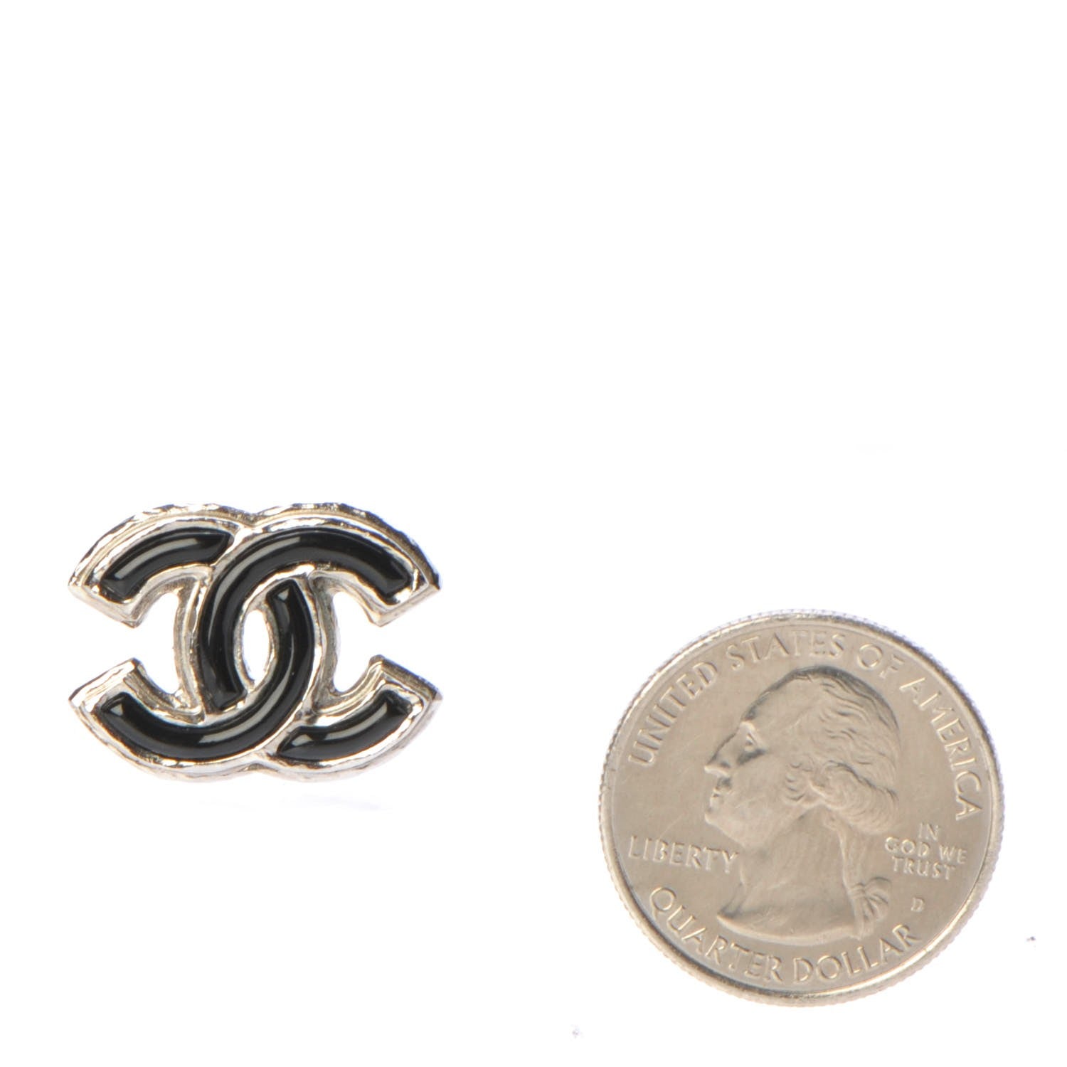 Chanel Enamel CC Earrings Black Silver 2 of 7