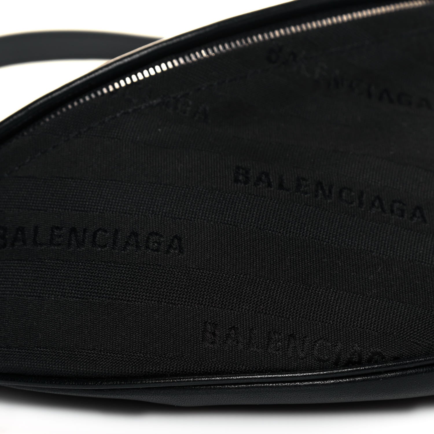 Balenciaga Canvas Jacquard Diagonal Allover Logo XS Souvenir Belt Bag Black 9 of 12