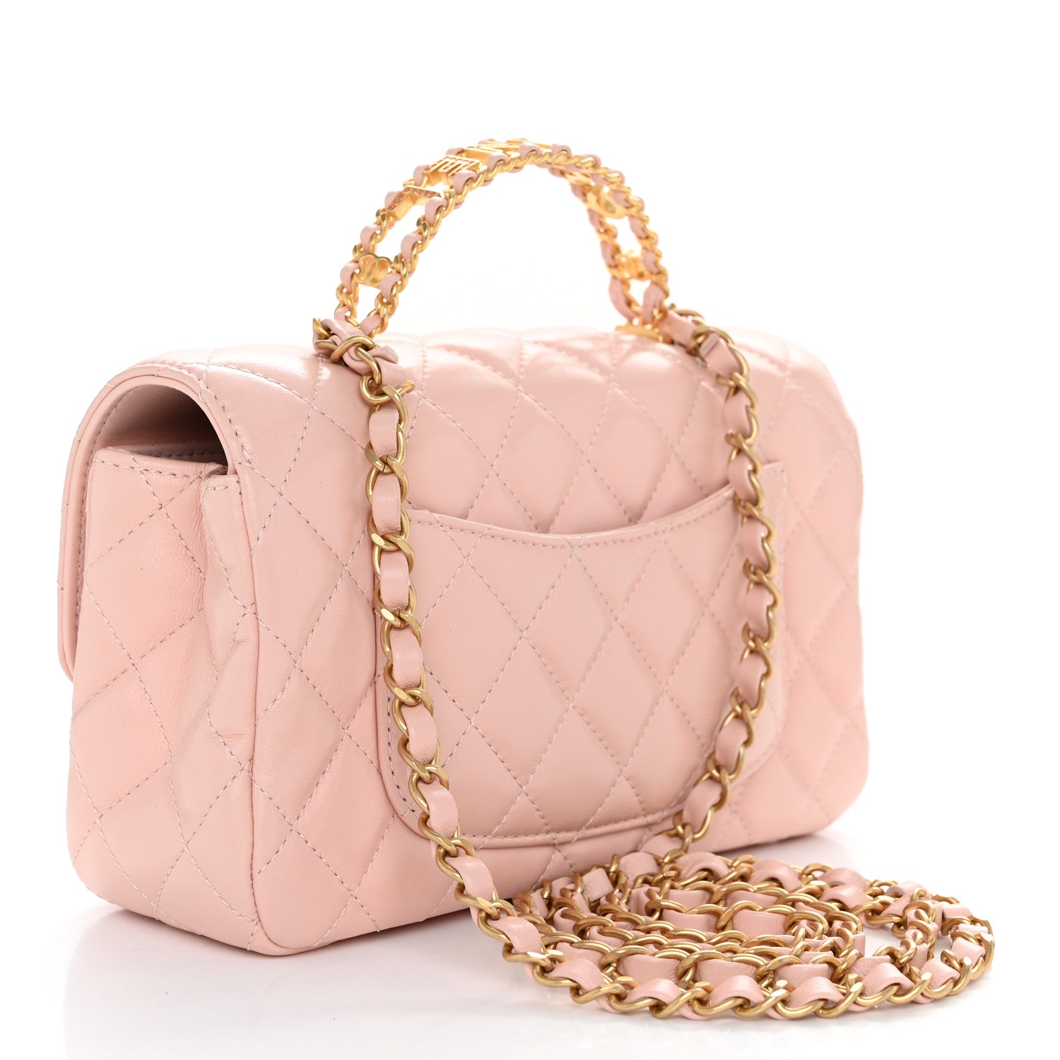 Chanel Lambskin Quilted Mini Strass On Top Flap Light Pink 3 of 10