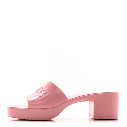 Gucci Rubber Gucci Logo Womens Platform 20/60mm Slide Sandals 36 Wild Rose 1 of 8