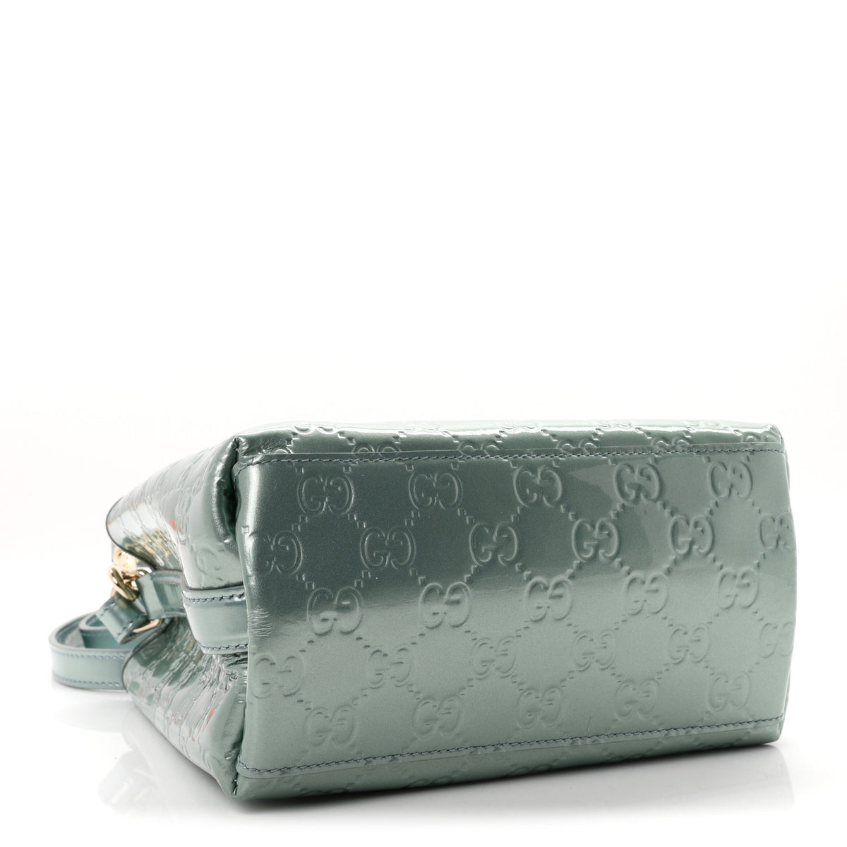 Gucci Patent GG Emblem Small Bucket Bag Light Blue 4 of 10