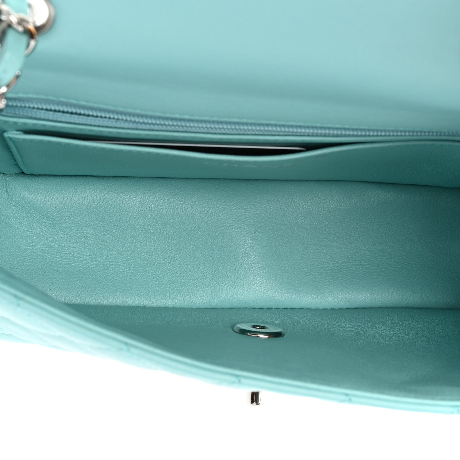 Chanel Lambskin Quilted Mini Rectangular Flap Light Blue 5 of 11