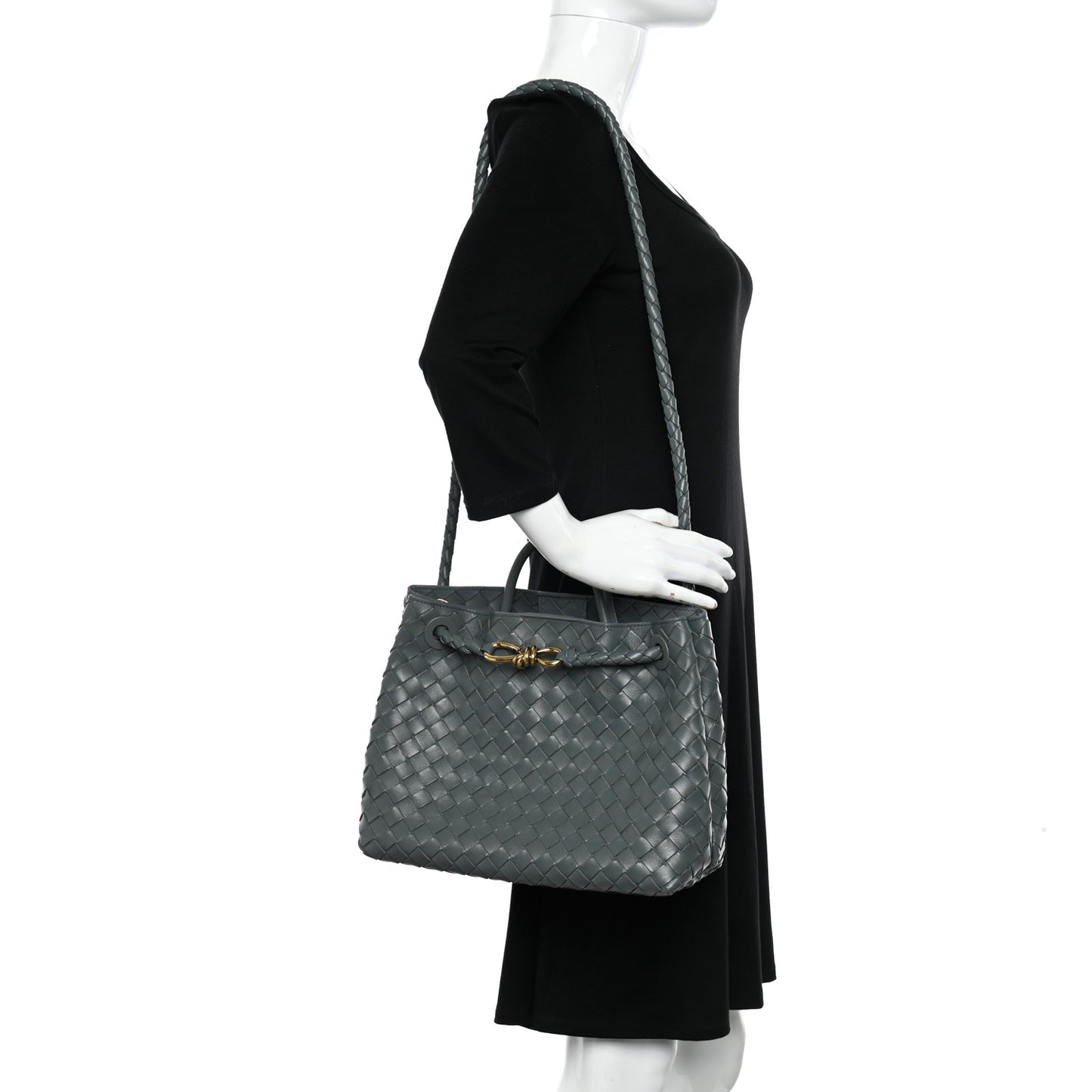 Nappa Intrecciato Medium Andiamo Shoulder Bag Slate