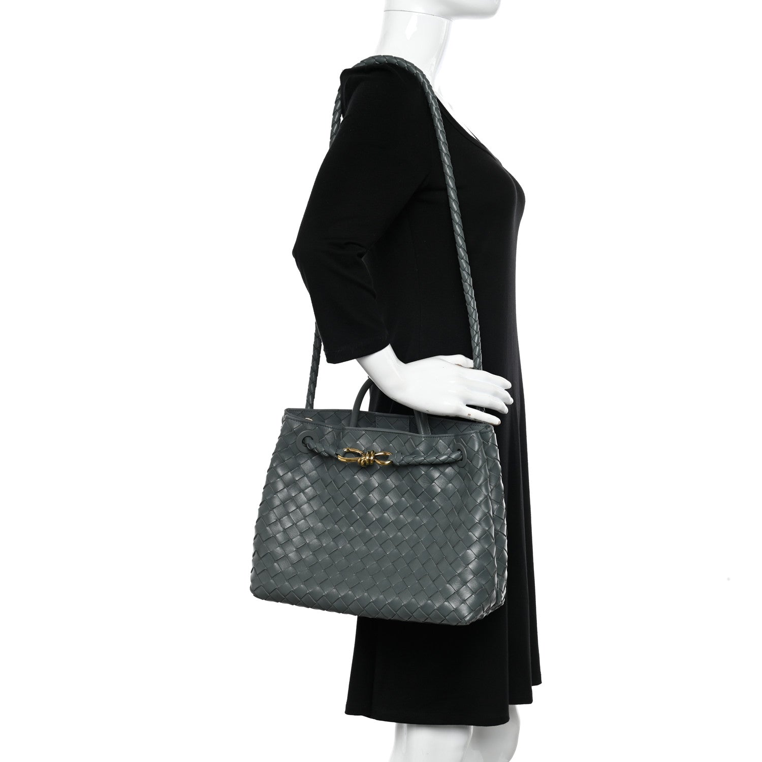 Bottega Veneta Nappa Intrecciato Medium Andiamo Shoulder Bag Slate 2 of 9