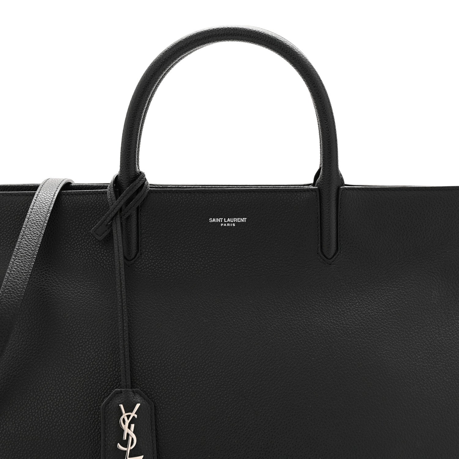 Saint Laurent Grained Calfskin Medium Cabas Rive Gauche Black 8 of 11
