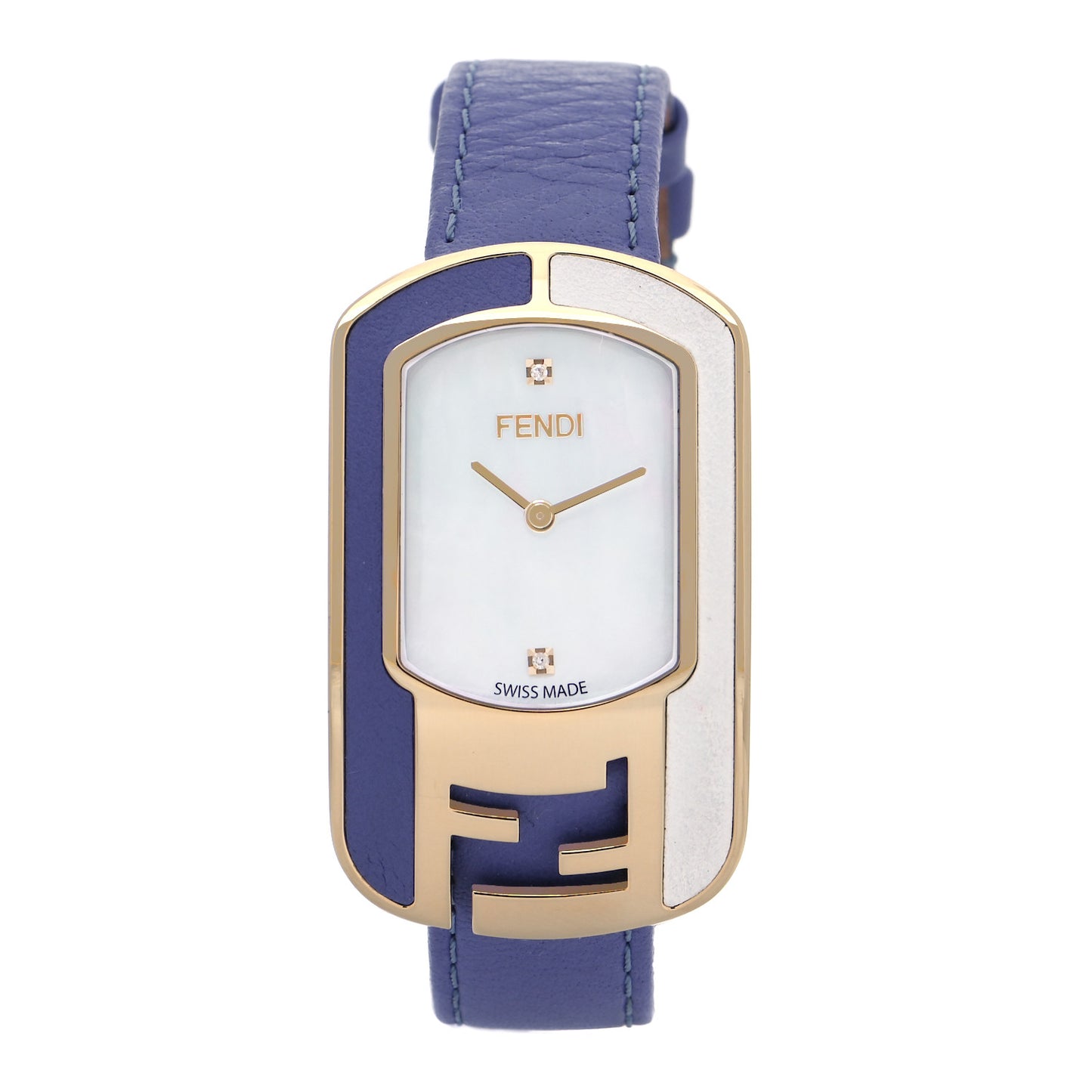 Stainless Steel Calfskin Diamond Mother of Pearl 29mm Chameleon Quartz Watch Purple