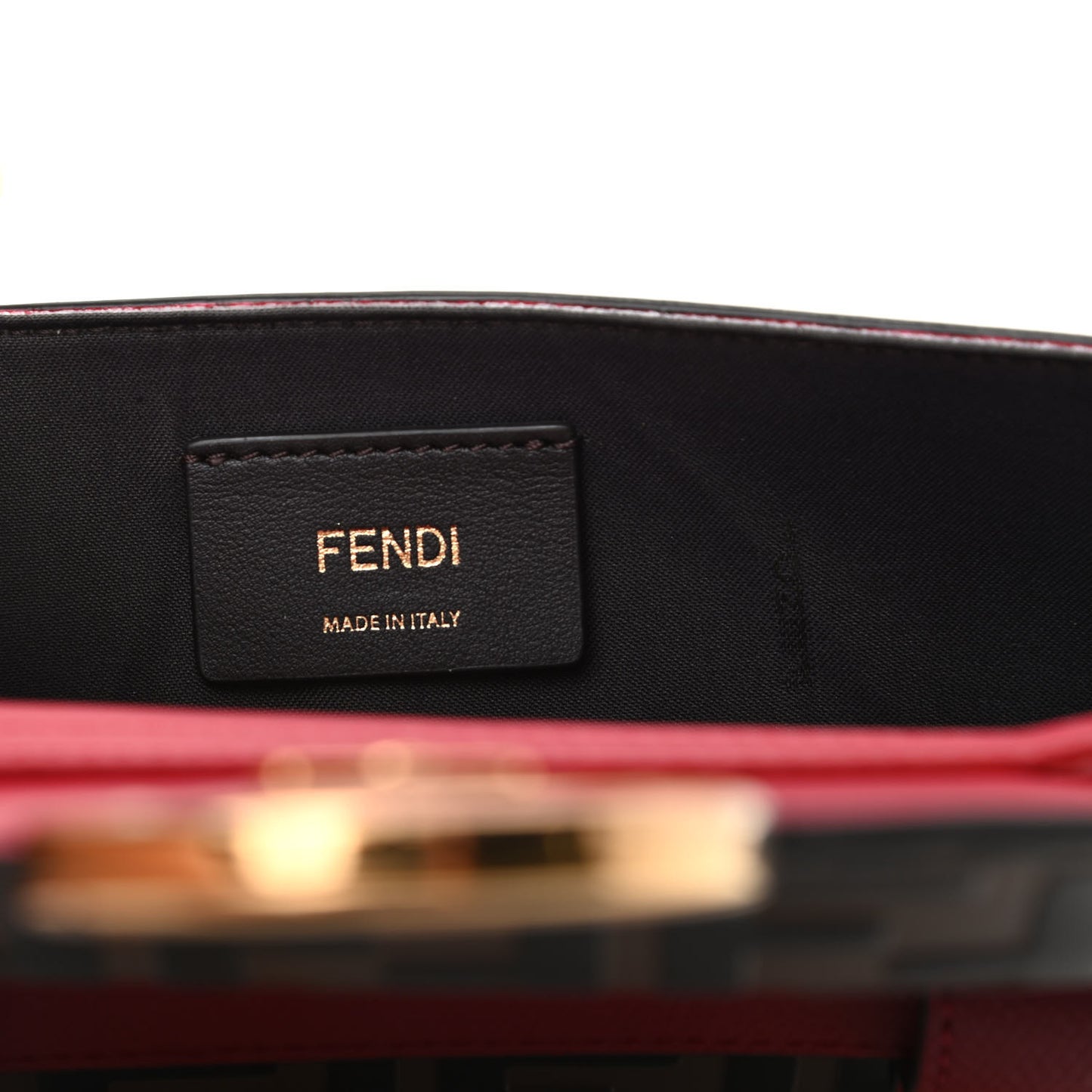 Vitello Cruise F is Fendi Bi-Color FF 1974 Embossed Envelope Belt Bag Maya Black Fragola