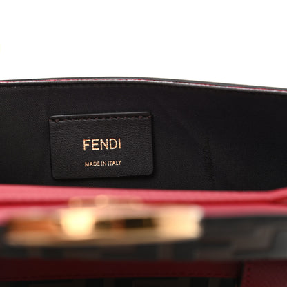 Fendi Vitello Cruise F is Fendi Bi-Color FF 1974 Embossed Envelope Belt Bag Maya Black Fragola 7 of 10