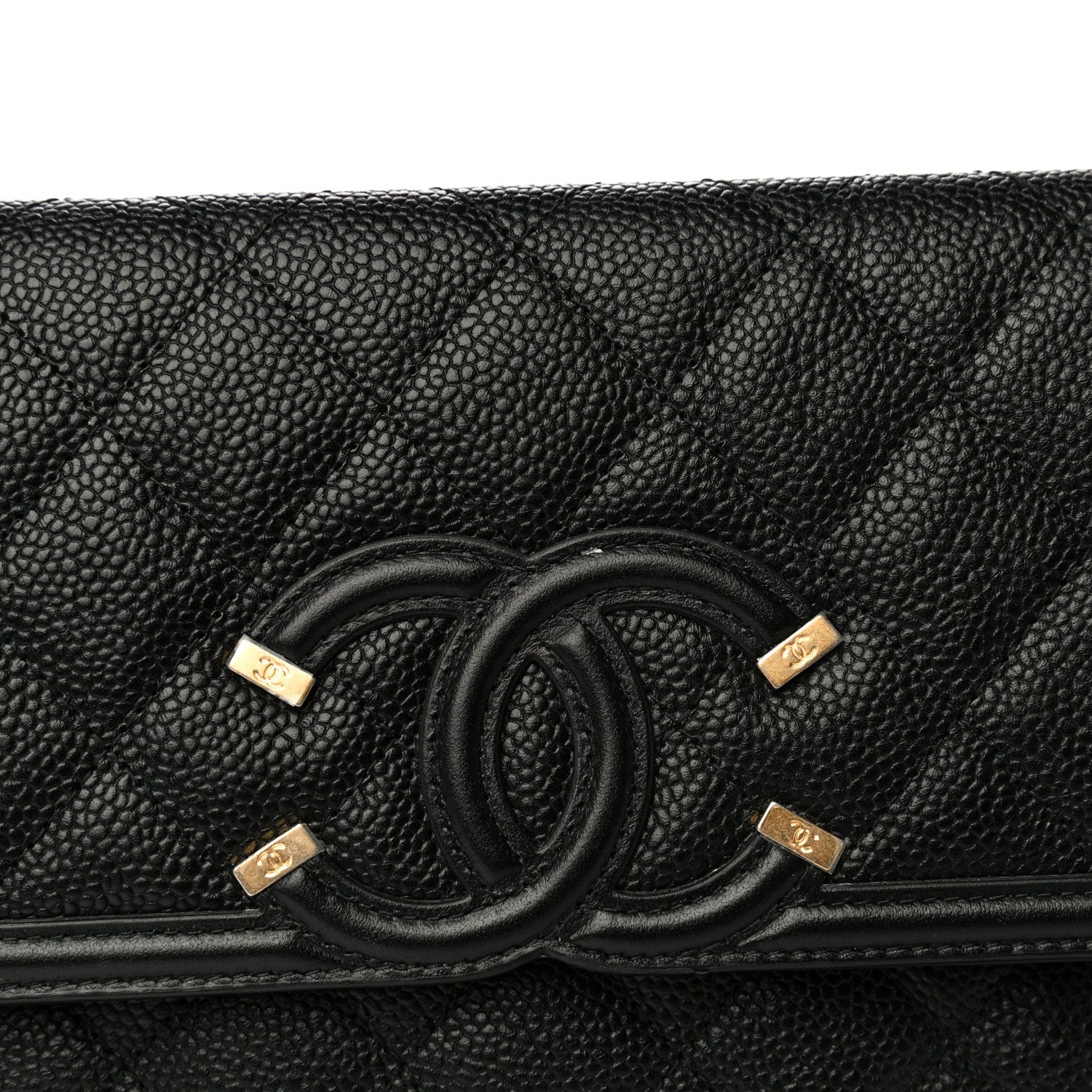 Chanel Caviar Quilted Filigree Flap Pouch Black 18 of 18